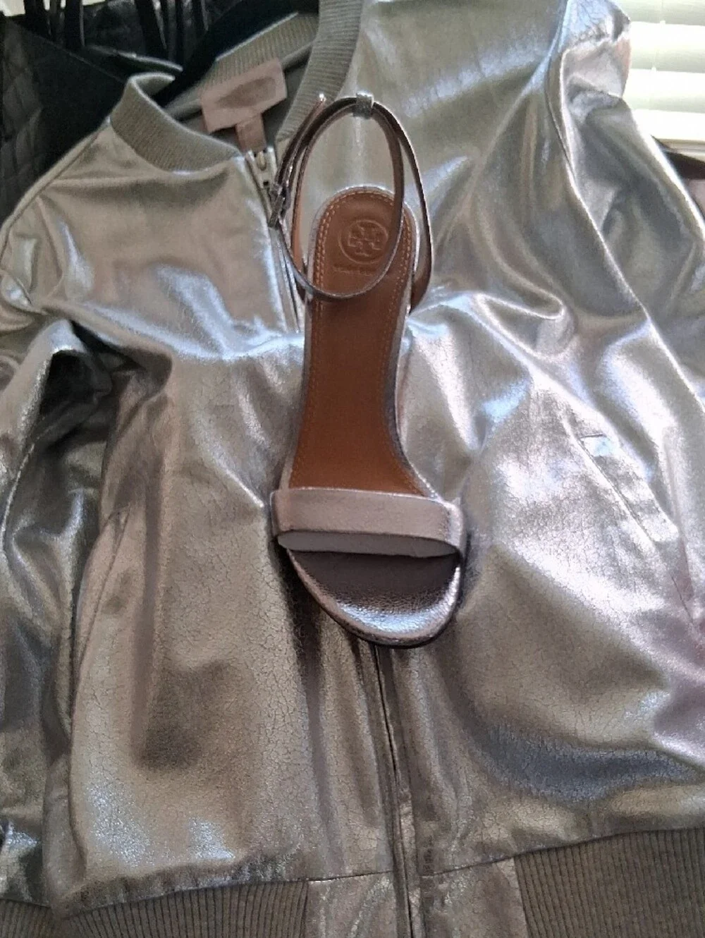 Tory Burch Pewter 85MM Ankle-Strap Sandal
